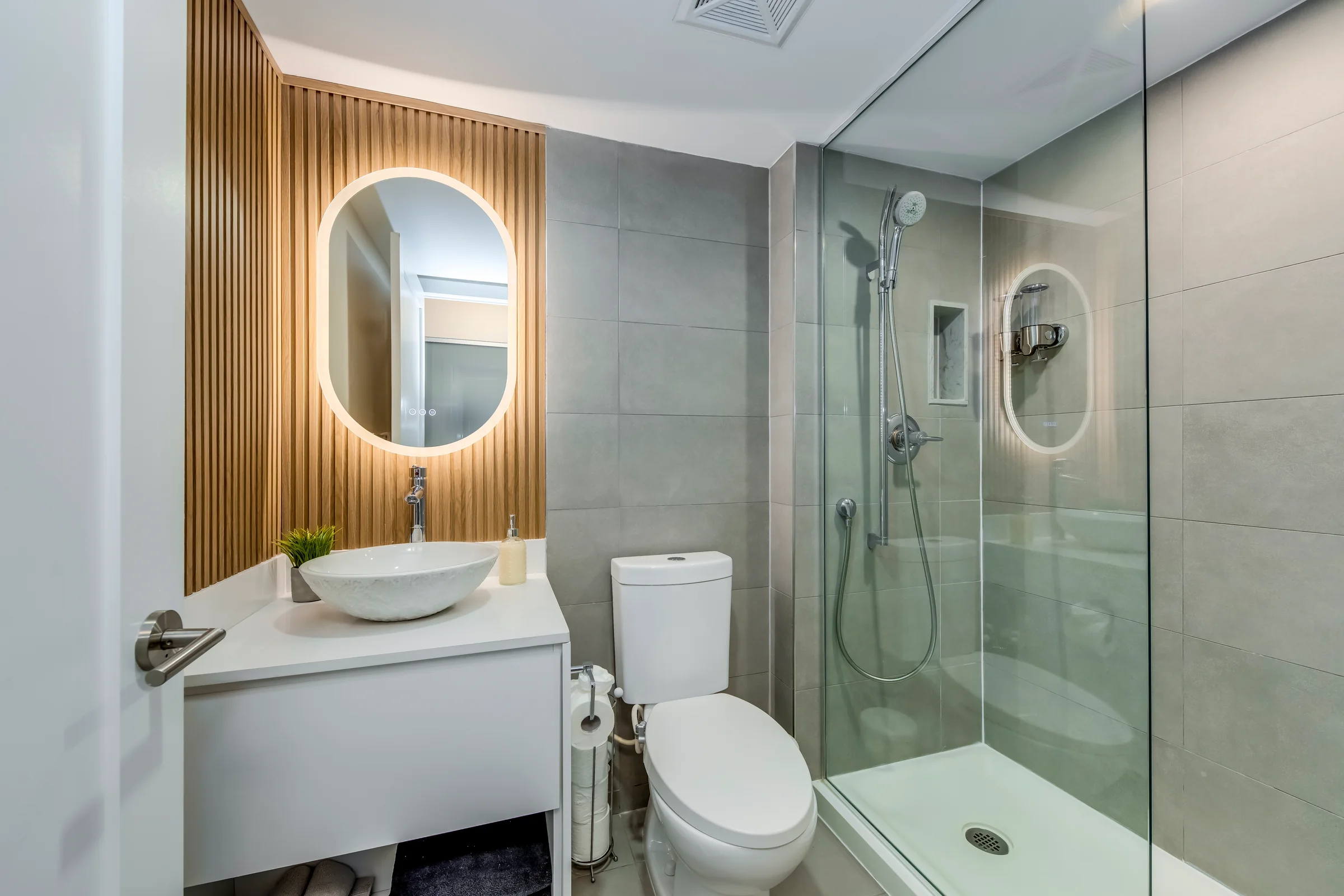 Designer-furnished living space in an HSG-managed Toronto short-term rental, ready for premium guests