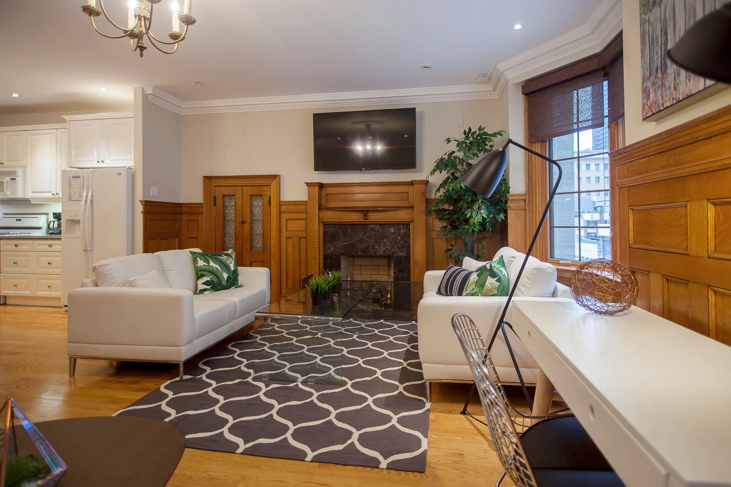 Design-forward short-term rental interior with open layout